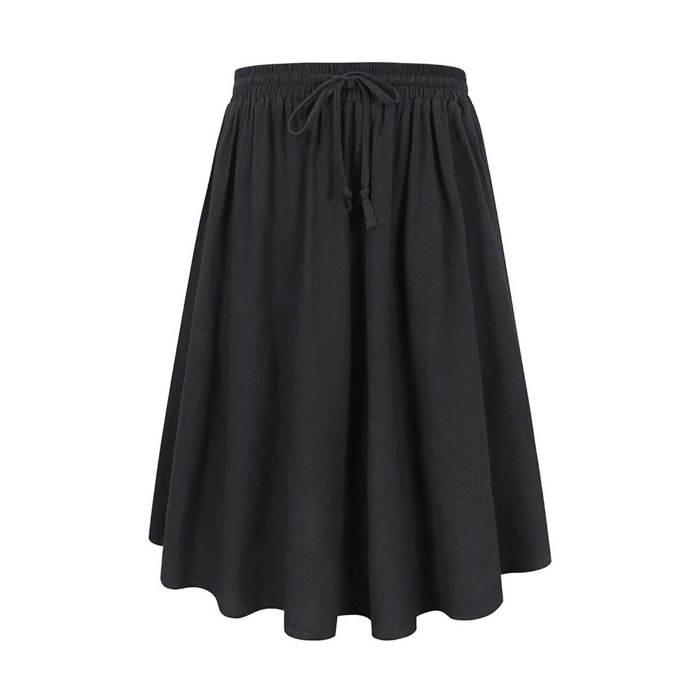 4844 Plus Size Solid Skirts Red & Blue 5X Fall Midi Length High Waist Swing